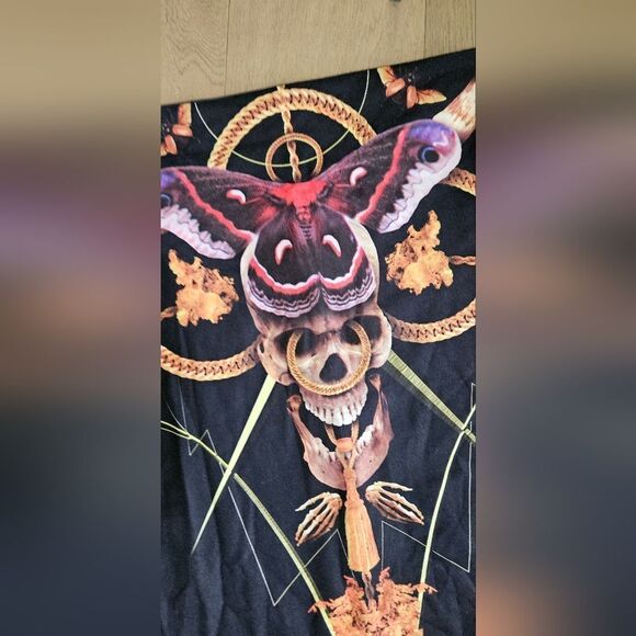 Black Skirt with Skull, Moth and Chain Design - Picture 4 of 4